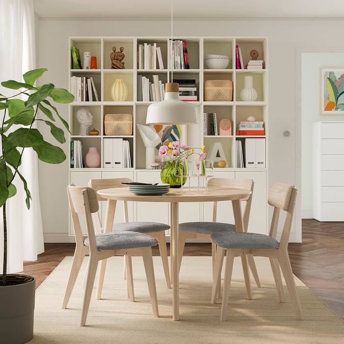 LISABO / LISABO dining table and 4 chairs, ash/Tallmyra white/black ...