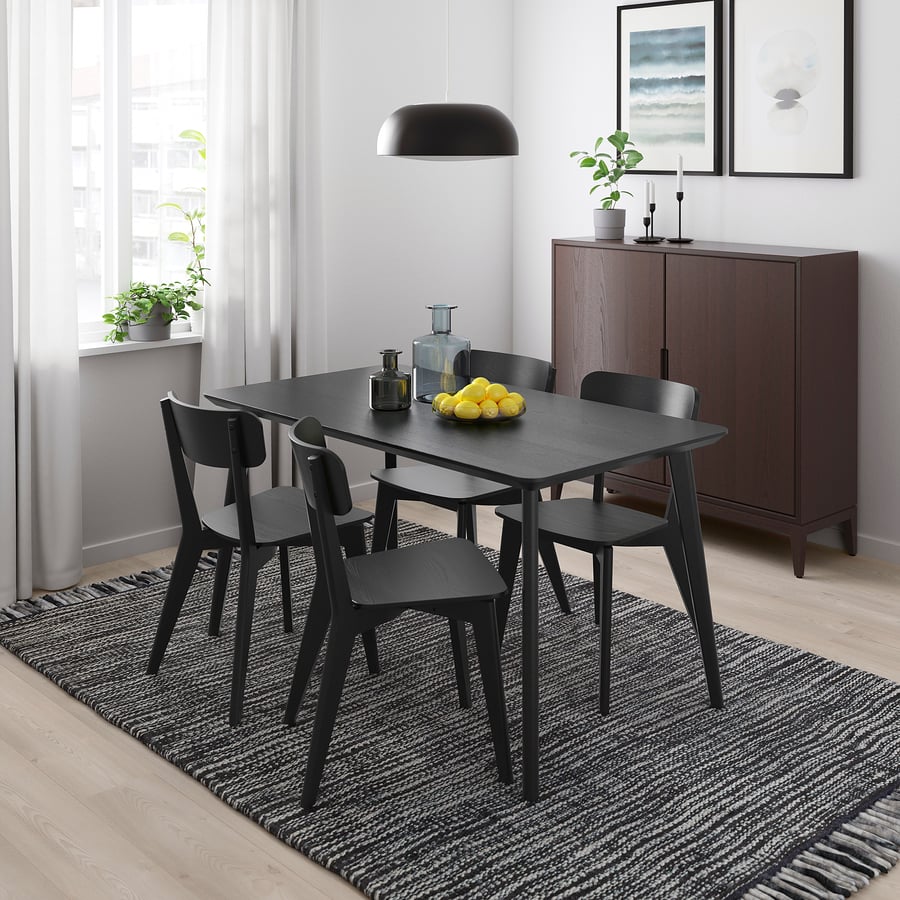 LISABO / LISABO Table and 4 chairs, black/black, 140x78 cm - IKEA