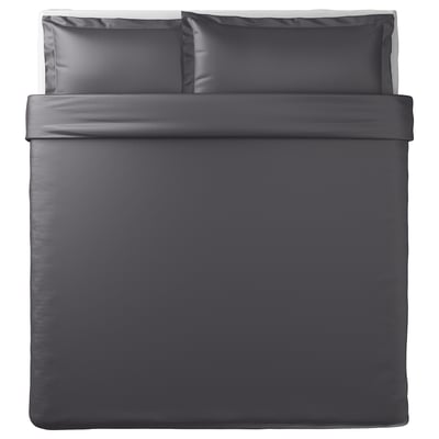 LUKTJASMIN Dark Grey Quilt Cover and Pillowcase Set, 240x220/50x80 cm ...