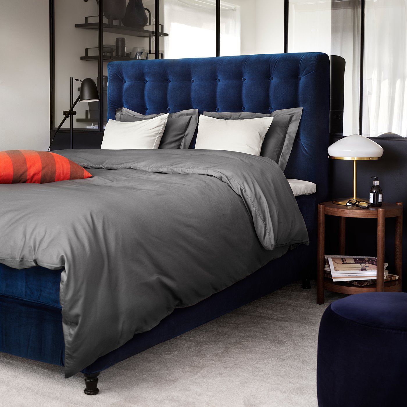 LUKTJASMIN dark grey, Quilt cover and 2 