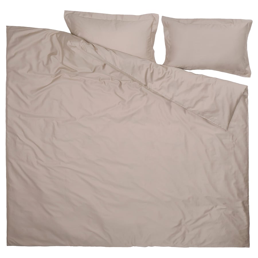 LUKTJASMIN GreyBeige Duvet Cover and Pillowcase Set, 240x220/50x80 cm