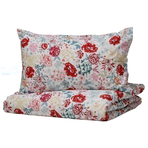 LUNDSLOK multicolour, Quilt cover and 2 pillowcases, 200x200/50x80 cm