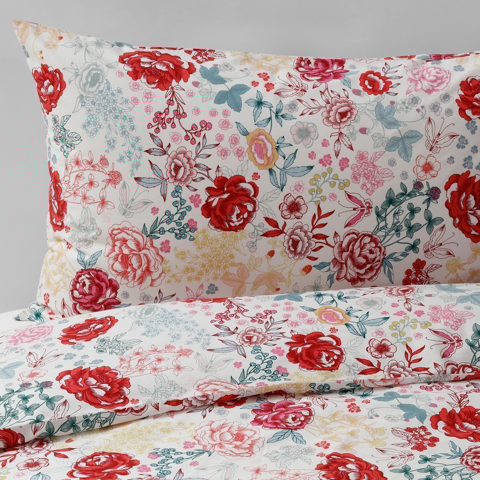 LUNDSLOK multicolour, Quilt cover and 2 pillowcases, 200x200/50x80 cm