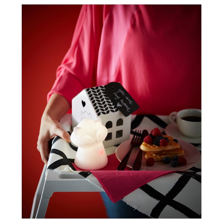 LURIGA LED night light - white, raccoon - IKEA