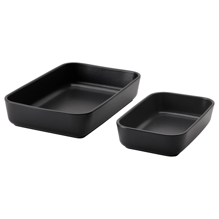 LYCKAD oven/serving dish set of 2, dark grey IKEA