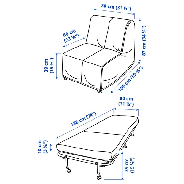 LYCKSELE LÖVÅS Chair-bed, Ransta natural - IKEA