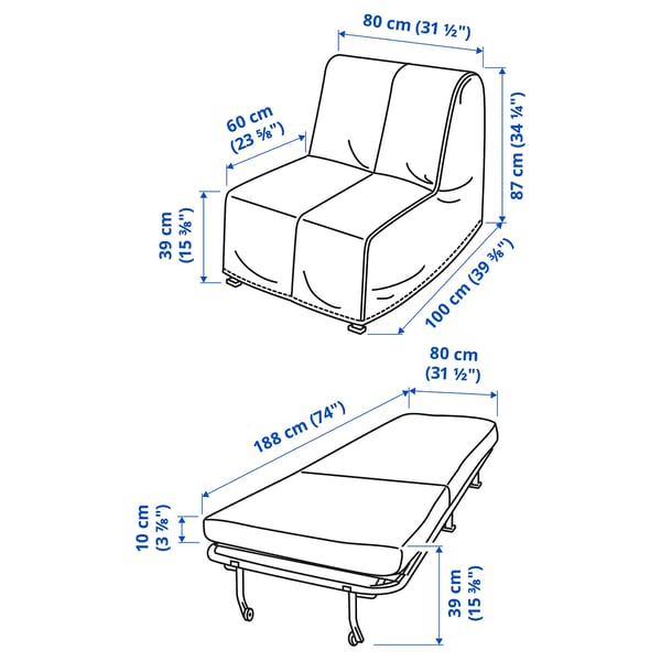 LYCKSELE MURBO Chair-bed, Grindtorp multicolour