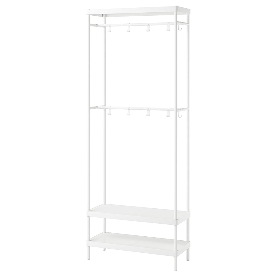 MACKAPÄR coat rack with shoe storage unit, white, 78x32x200 cm IKEA