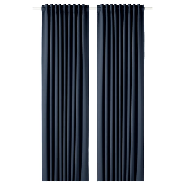 Majgull Block Out Curtains 1 Pair Dark Blue Ikea