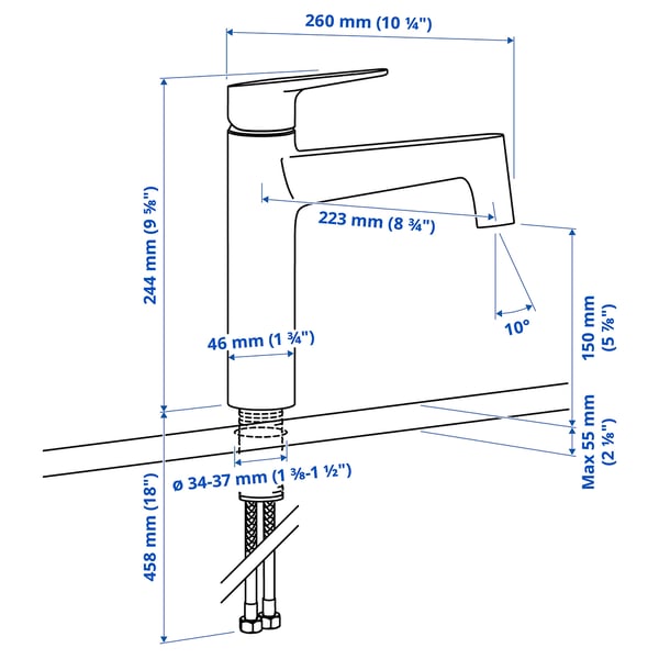 MAJSJÖN Kitchen mixer tap top lever, stainless steel colour