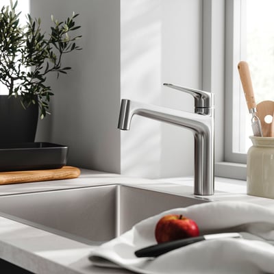 MAJSJÖN Kitchen mixer tap top lever, stainless steel colour