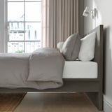 MALM Bed frame, high, dark grey/Lönset, Standard King