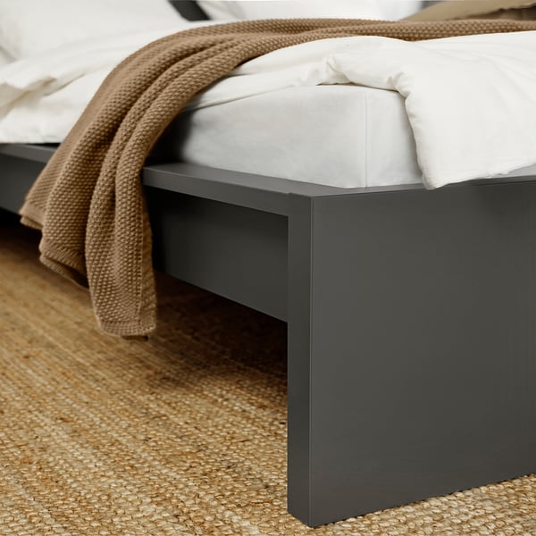 MALM Bed frame, high, dark grey/Lönset, Standard King
