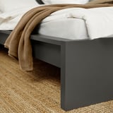 MALM Bed frame, high, dark grey/Lönset, Standard King