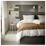 MALM Bed frame, high, dark grey/Lönset, Standard King