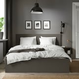 MALM Bed frame, high, dark grey/Lönset, Standard Double