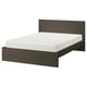 MALM Bed frame, high, dark grey, Standard Double