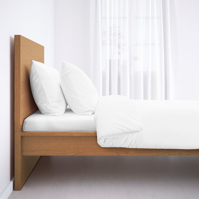 MALM oak veneer, Luröy, Bed frame, high, Standard Single IKEA