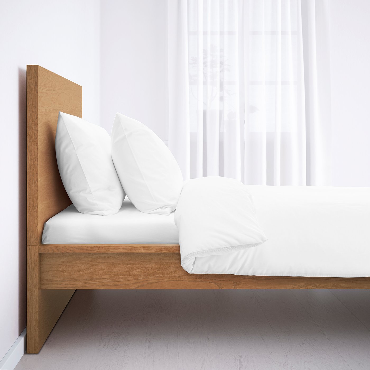 MALM oak veneer, Bed frame, high, Standard Single IKEA