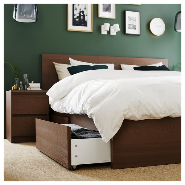 Malm Brown Stained Ash Veneer Luroy Bed Frame High W 2 Storage Boxes 180x200 Cm Ikea Ikea malm ottoman double bed assembly instructions part:2 i will show you in detail how to assemble opening part of the ikea. ikea