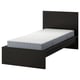 MALM Bed frame with mattress, black-brown/Valevåg medium firm, Standard Single