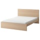 MALM Bed frame with mattress, white stained oak veneer/Åbygda firm, Standard Double