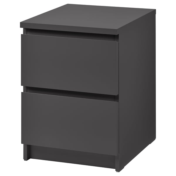 MALM Chest of 2 drawers, dark grey, 40x55 cm