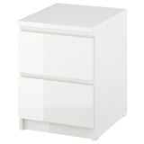 MALM Chest of 2 drawers, high-gloss white, 40x55 cm