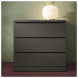 MALM Chest of 3 drawers, dark grey, 80x78 cm