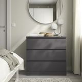 MALM Chest of 3 drawers, dark grey, 80x78 cm
