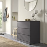 MALM Chest of 3 drawers, dark grey, 80x78 cm