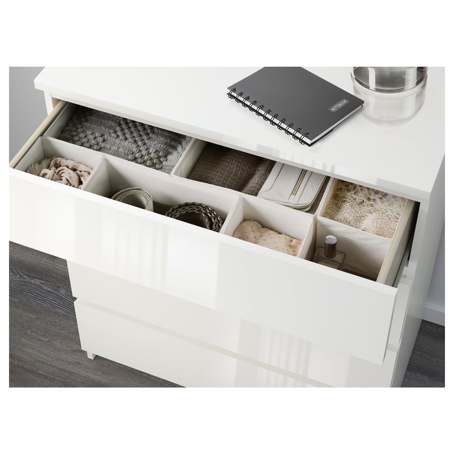 MALM Chest of 3 drawers, highgloss white, 80x78 cm IKEA