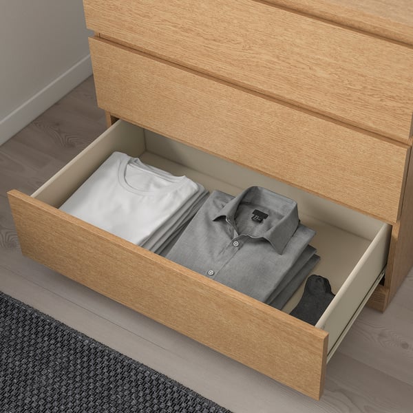 MALM oak veneer, Chest of 3 drawers, 80x78 cm IKEA