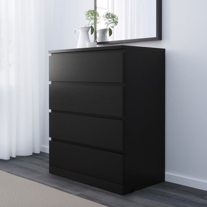MALM blackbrown, Chest of 4 drawers, 80x100 cm IKEA