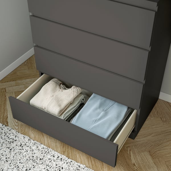 MALM Chest of 4 drawers, dark grey, 80x100 cm