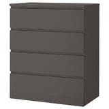 MALM Chest of 4 drawers, dark grey, 80x100 cm