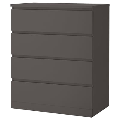 MALM Chest of 4 drawers, dark grey, 80x100 cm