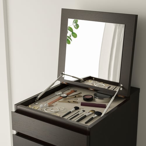 MALM blackbrown, mirror glass, Chest of 6 drawers, 40x123 cm IKEA