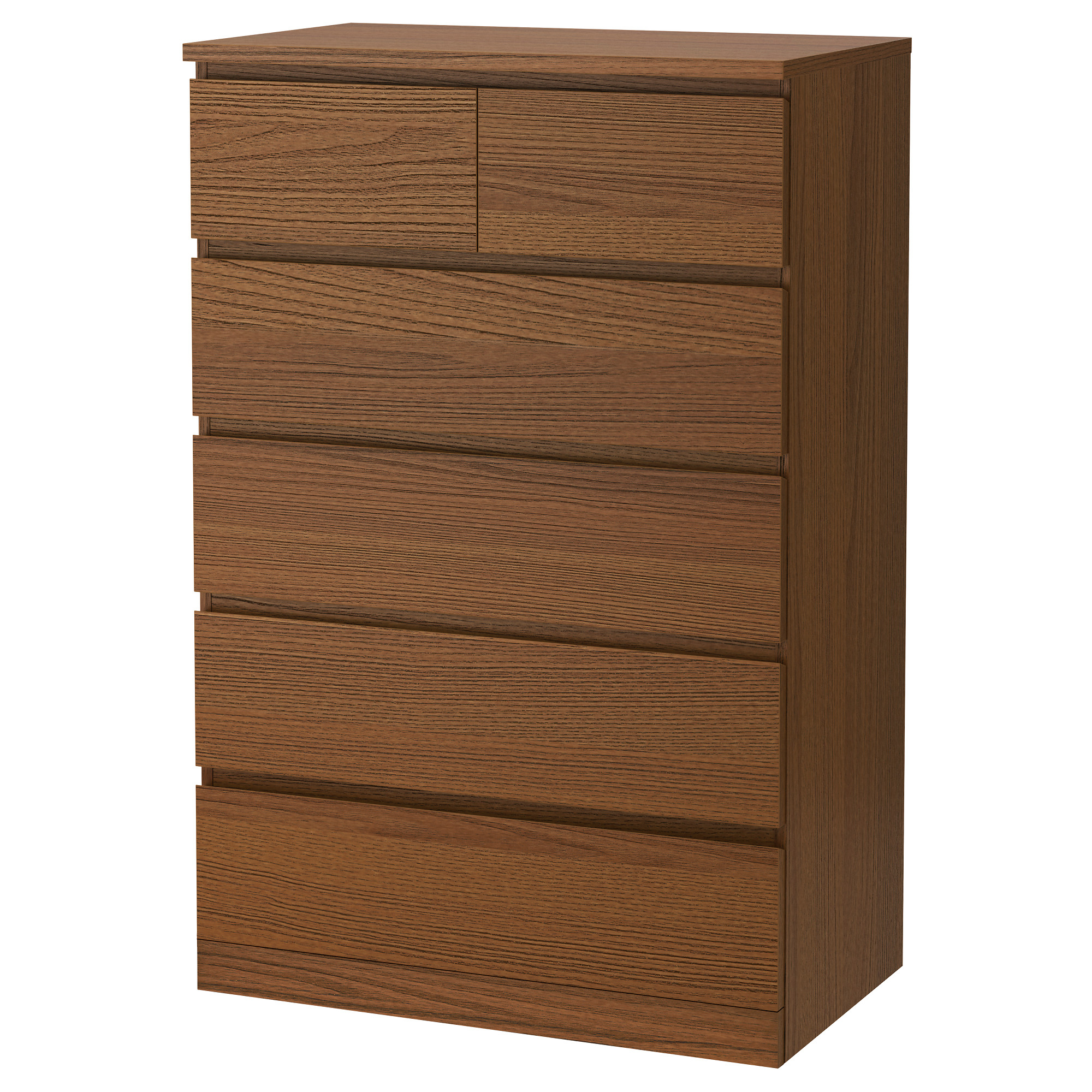 MALM brown stained ash veneer, Chest of 6 drawers, 80x123 cm IKEA