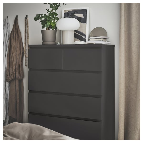 MALM Chest of 6 drawers, dark grey, 80x123 cm