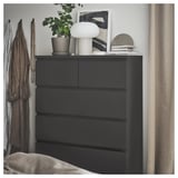 MALM Chest of 6 drawers, dark grey, 80x123 cm
