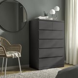 MALM Chest of 6 drawers, dark grey, 80x123 cm
