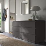 MALM Chest of 6 drawers, dark grey, 160x78 cm