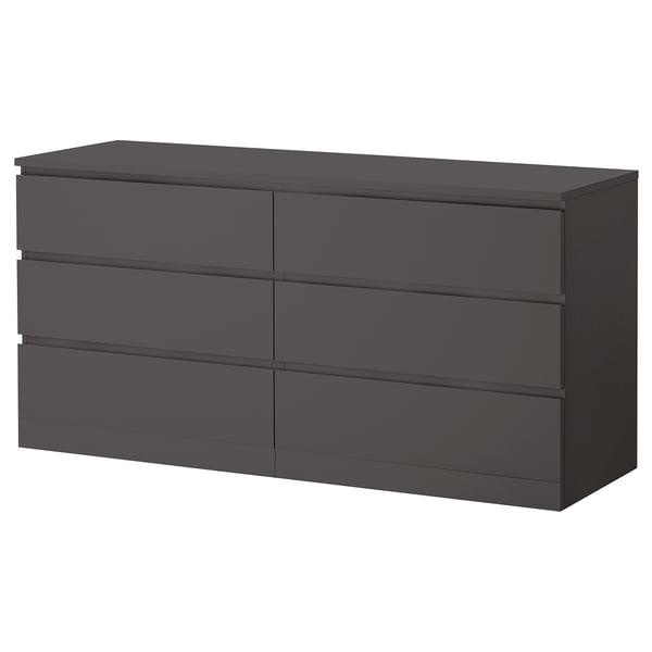 MALM Chest of 6 drawers, dark grey, 160x78 cm