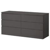 MALM Chest of 6 drawers, dark grey, 160x78 cm