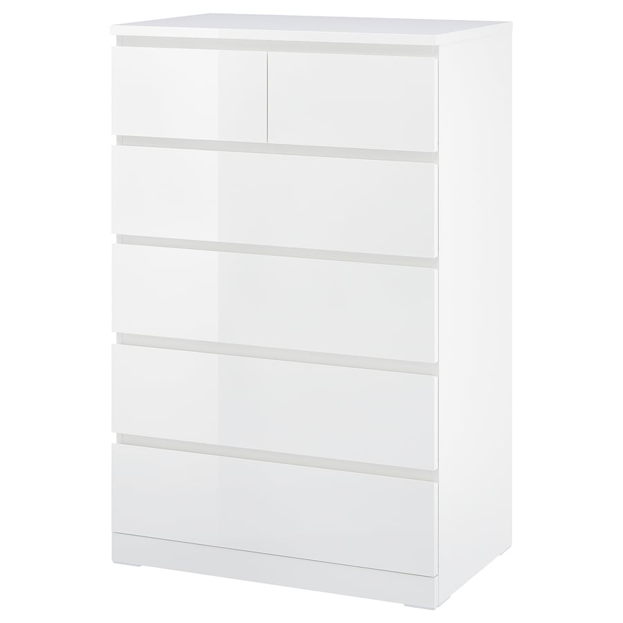 MALM chest of 6 drawers, high-gloss white, 80x123 cm - IKEA UK
