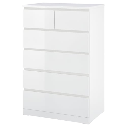 MALM chest of 6 drawers, highgloss white, 80x123 cm IKEA