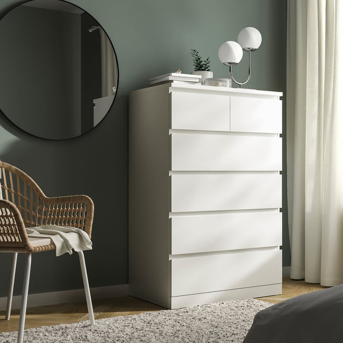 MALM chest of 6 drawers, white, 80x123 cm IKEA