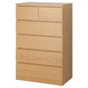 Malm Chest Of 6 Drawers Oak Veneer Ikea