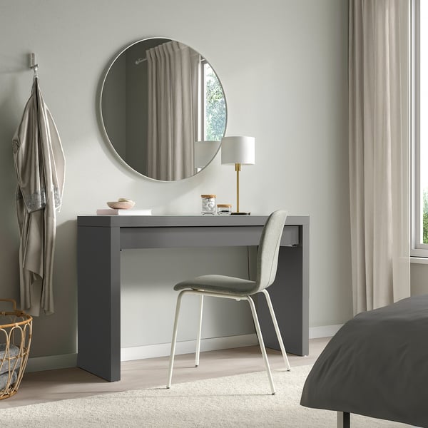 MALM Dressing table, dark grey, 120x41 cm